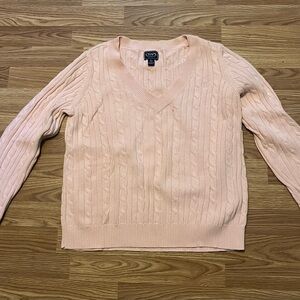 Chaps Women's Light Pink V-Neck Sweater